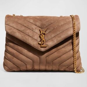 Saint Laurent Quilted Brown Suede Shoulder/crossbody Bag
